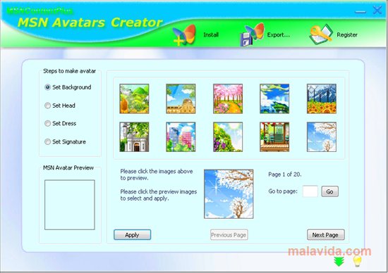 MSN Avatars Creator App Preview